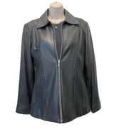 Jacqueline Ferrar Black Genuine Lambskin Leather Jacket M Photo 0