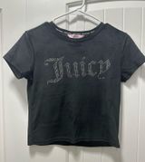 Juicy Couture Velvet Rhinestone Logo Tshirt Crop Top Baby Tee Photo 0