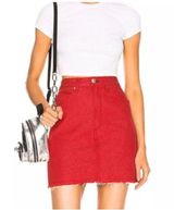 Rag & Bone Red Denim Mini Skirt Raw‎ Hem Photo 0