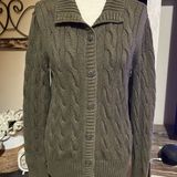 Polo Ralph Lauren olive green Women's cable net Sweater, 100% Cotton Sz S Photo 0