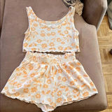Colsie orange and off white PJ short set size small. In good condition! Photo 0