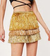 Nasty Gal Multicolored High Waisted Tinsel Fringe Shorts Photo 0
