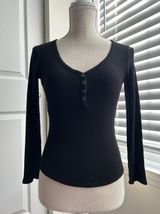 Bozzolo Waffle Knit Fitted V-Neck Long Sleeve Shirt Photo 0