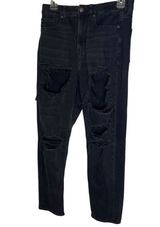 American Eagle Women's 6 Mom Jeans Black Distressed Casual Denim Jean Photo 0