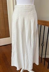 Elegant ivory cream cotton linen flowy wide leg pants M spring Photo 0