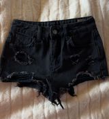 Black Denim Shorts Size 23 Photo 0