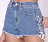 PacSun Size 26 Women's Jean Shorts Criss Cross Tie Sides High Rise Photo 0