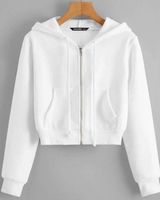 Blushmark White Cropped Zip Up Hoodie Photo 0
