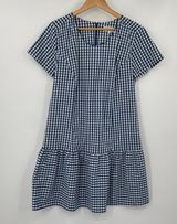 J.Crew Universal Standard X  Mini Dress Gingham Print Poplin Cotton Blue White M Photo 0