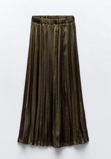 Satin Green Midi Skirt Photo 0