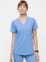 Catarina One-Pocket Scrub Top In Ceil Blue Photo 0