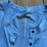 Aerie Baby Blue Henley Oversized Long Sleeve Tee Small Photo 0