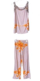 Pajama Set Sleeveless Top & Palazzo Pants XL Floral Polka Dot 2 Piece Loungewear Photo 0
