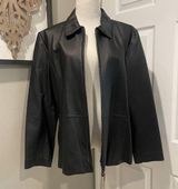 Worthington Women’s Black Leather Jacket Size Extra Large With Zipper & Pockets Photo 0