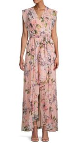 Eliza J Floral Ruffle High Low Faux Wrap Maxi Dress Size 10 New $168.00 Photo 0