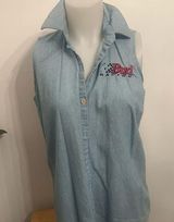 Bud Racing Denim Sleeveless Shirt NASCAR vintage Blue Photo 0