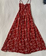 Red Floral Midi Dress Photo 0