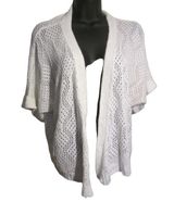 Notations  White Knit Open Short Sleeve Cardigan Size 1x Photo 0
