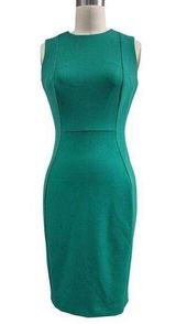 NWT Calvin Klein Spandex Sleeveless Dress Emerald Green Gold Zipper back Sz 2 Photo 0