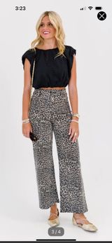 Fancy Leopard Wide Leg Jeans Photo 0