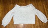 Fuzzy Off The Shoulder Sweater White Photo 0