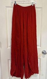 Bobi Los Angeles Wide Leg Pants Smocked Waist Flowy Rayon Red Size M Photo 0