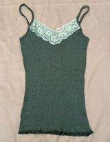Michael Stars  size S green w/green lace trim tank top GUC Photo 0