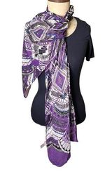 Chico's  Purple geometric design sheer Scarf 68x18 inches Photo 0