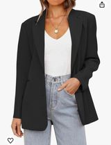 Women's 2024 Fall Casual Blazers Long Sleeve Lapel Open Front Button Work Blazer Jackets with Pockets Photo 0