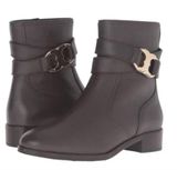 Tory Burch Tory.Burch Gemini Link Black Ankle Booties Boots Pebbled Leather Size 6 Women's Photo 0