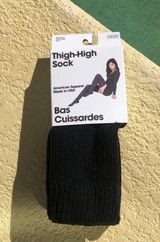 New American Apparel Black Thigh High Socks vintage original tall Y2K 2000s rare Photo 0