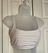 Lululemon Possibly Vintage Y2K Sports Bra White Tan Stripes 8 Medium Photo 0