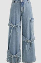 Women's Blue Jeans with Bow Details Photo 0