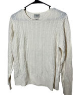 LL Bean Womens Cable Knit Crewneck Sweater Yellow Lambswool Blend Pullover M Photo 0