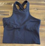 Beyond Yoga Back High Neck Criss cross Crop Top Built in Bra XS Black Active Top Photo 0