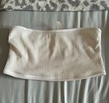 Abercrombie And Fitch White Ribbed Strapless Bikini Top  Photo 0