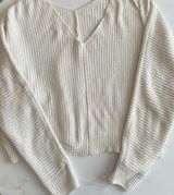 Medium White V Neck Sweater Photo 0