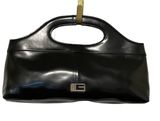 Guess Vintage Patent Leather Baguette Handbag Clutch Purse Black Photo 0