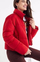 Urban Outfitters Red Puffy Cropped Coat Photo 0