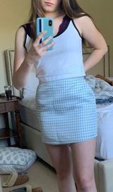 Forever 21 Houndstooth Blue And White Skirt Photo 0