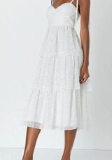 Embroidered Tie-Strap Tiered Midi Dress  Photo 0