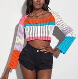 SheIn Color Block Cropped Sweater Photo 0