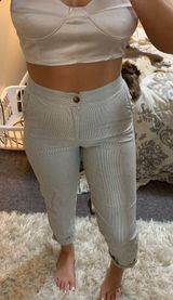 Forever 21 Light Grey Thin Striped Tapered Ankle Pants Photo 0