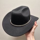 Western wide brim Cowboy hat rhinestone cowboy hat monochrome felt hat Black Photo 0