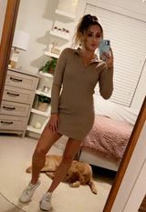 White Fox Boutique White Fox Beige Collared Mini Dress Photo 0