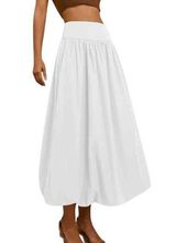 NWT Womens High Waisted Maxi Skirt White Long Flowy Medium Photo 0