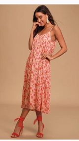 Lulus Floral Pink Maxi Dress Womens Size Medium Photo 0