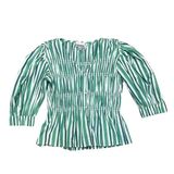 Ganni Green and White Peplum Top Photo 0