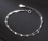 925 Silver Plated Simple Adjustable Double Layer Bracelet for Women Photo 0