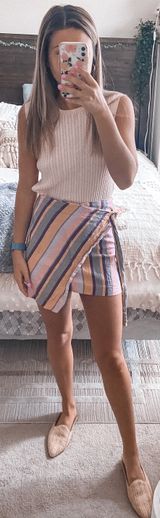 Mustard Seed Striped Wrap Skirt  Photo 0